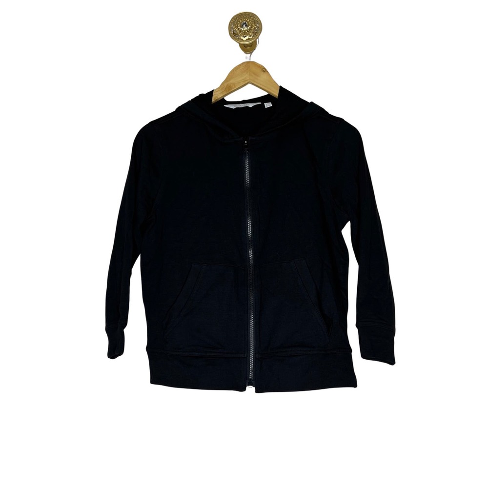 ENCORE by Idina Menzel Soft French Terry Zip Front Hoodie Jet Black XXS
